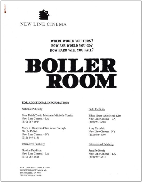 Boiler Room - 1999 - Press Kit